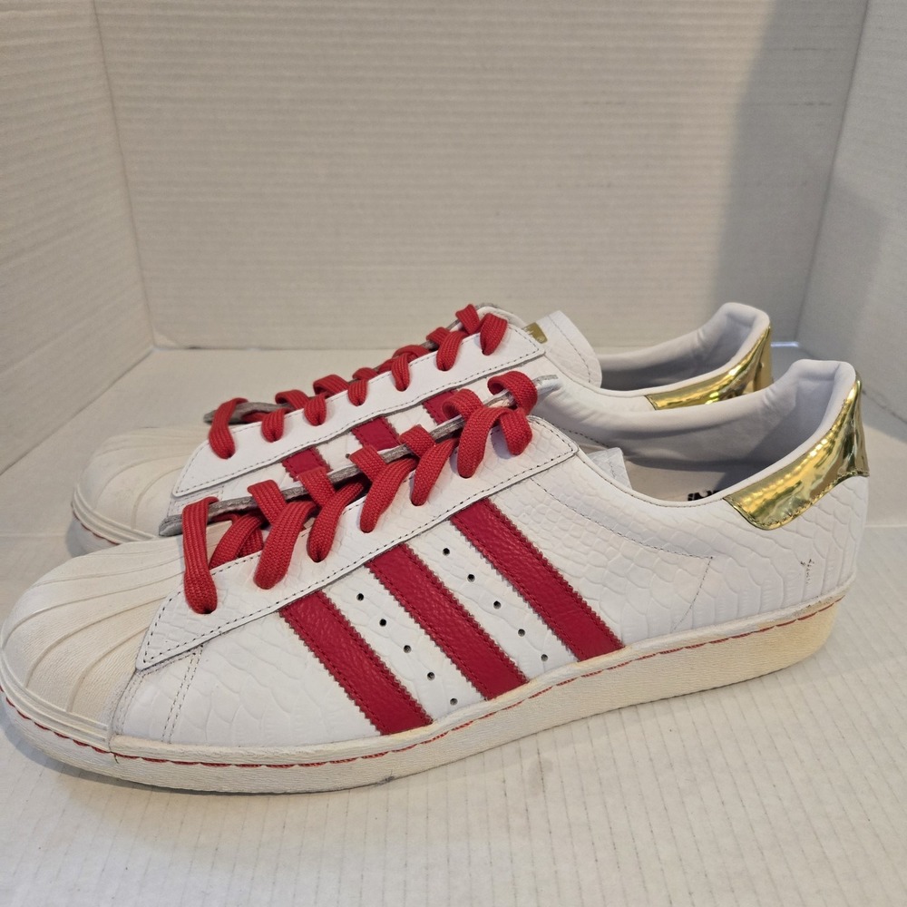 Adidas Red White Gold Mens Sz 13 Faux Lizard Skin Shoes Medium Fit Read